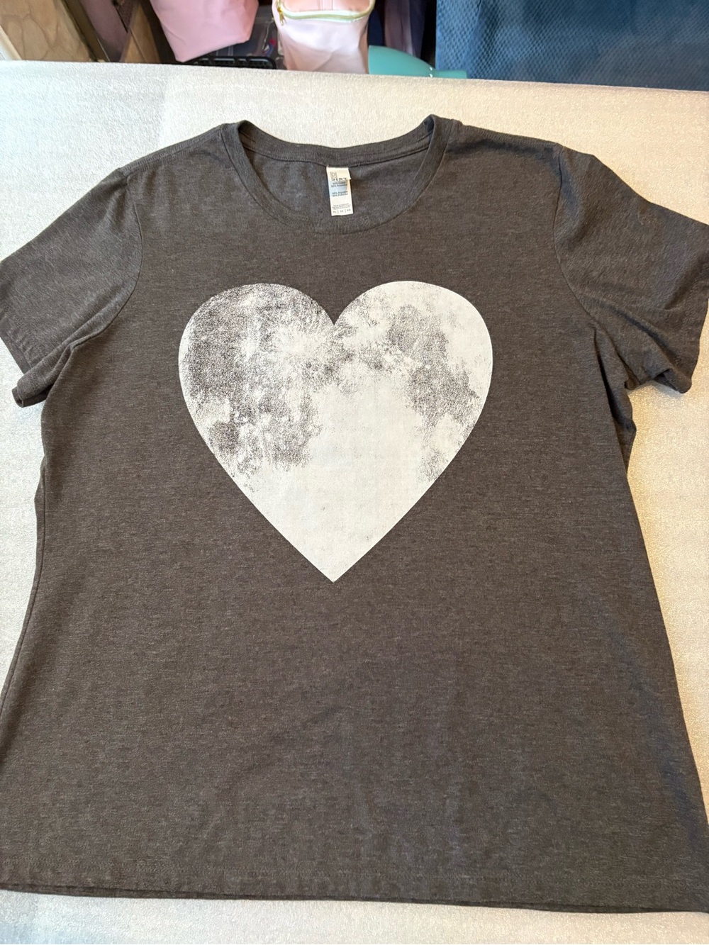 District Charcoal Short-Sleeve Tee with Distressed White Heart